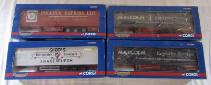 4 boxed Corgi Hauliers of Renown - curtainside trailers die cast models