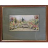 Framed watercolour of a garden pathway 44.5 cm x 34.5 cm (size including frame)
