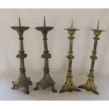 2 pairs of large church candle spikes / candlesticks  H 58 cm x 57 cm (inc spike)