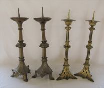2 pairs of large church candle spikes / candlesticks  H 58 cm x 57 cm (inc spike)
