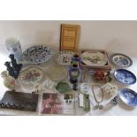 Assorted ceramics inc cloisonne, pipe stand, soap stone, coin and memorial locket etc