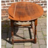 Georgian reproduction oak circular table requiring repair D 76 cm