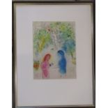 Marc Chagall (1887-1985) framed lithographic print of modernist figures printed in West Germany