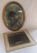 Oval framed photograph of a Police Officer 197, the helmet badge showing a 'hanging sheep' (Leeds