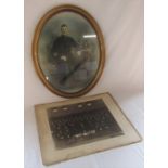 Oval framed photograph of a Police Officer 197, the helmet badge showing a 'hanging sheep' (Leeds