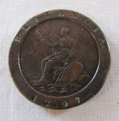 George III cartwheel two pence coin dated 1797