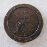 George III cartwheel two pence coin dated 1797