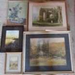 Selection of framed watercolours inc N Ricketts and F M Towle