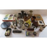 Various ceramics, glassware, decoupage pictures, pen, torch, wooden puzzle and pewter etc