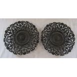 Pair of pierced Coalbrookdale foliate motif plates, both stamped Coalbrookdale and the number 207 to