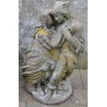 Concrete garden statue of Romeo & Juliette Ht 74cm