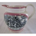 Sunderland lustre jug illustrating 'The sailor's return' and 'May they ever be united Crimea' H 12