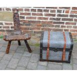 Wool spinning chair & a small storage chest