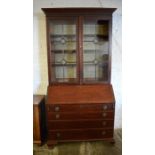 Mahogany bureau bookcase (missing pane of glass) H 217 cm L 110 cm