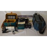Camera equipment: Minolta 7000 SLR camera with 2 lenses & flash, Panasonic video camera & a