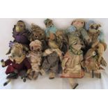 10 Daria Sikora OOAK handmade animals inc crocodile, teddy bear and cow (primitive dolls)
