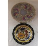 Charlotte Rhead charger D 32 cm & Gouda pottery dahlia pattern fluted bowl D 23 cm