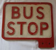 Cast metal Bus Stop sign 30 cm x 27 cm