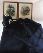 Lincolnshire Police helmet, cape & two prints