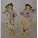 Pair of late 19th century continental painted bisque figures ht 33cm