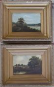 2 gilt framed oil on canvas of rural scenes (one indistinguishably signed) 52 cm x 42 cm