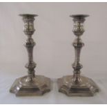 Pair of silver candlesticks Birmingham 1975 maker Barker Ellis Silver Company H 20.5 cm (weighted