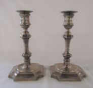 Pair of silver candlesticks Birmingham 1975 maker Barker Ellis Silver Company H 20.5 cm (weighted