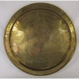 Large Oriental style brass charger / tray D 59 cm