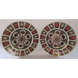 Pair of Royal Crown Derby imari pattern plates pattern no 1128 D 27 cm