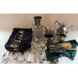 Various silver plate inc tea set and cutlery