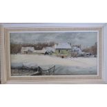 Framed oil on board 'Snow clouds' by M Yates 1988 60 cm x 35 cm (size including frame)