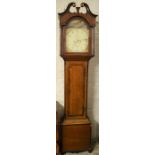 Early Victorian 8 day longcase clock maker John Pearson Louth in a mixed wood case with painted dial