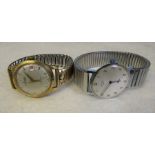 Gents Accurist gold plated 21 jewel wrist watch with elasticated strap & Rotary wrist watch with