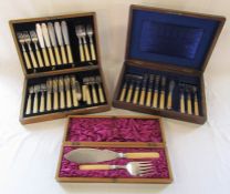 2 silver plate canteen of cutlery fish knives and forks (incomplete) inc Elkington & cased fish