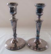 Pair of silver candlesticks 'Arcadia world cruise 1999' Sheffield 1998 (weighted base) H 18 cm