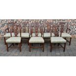 Set of 8 (inc 2 carver) Reprodux Chippendale style mahogany dining chairs