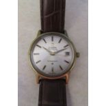 Gents Omega constellation wrist watch with brown leather Omega strap (back plate replaced)