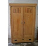 Large pine wardrobe with drawer H 186 cm L 110 cm D 55 cm