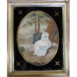 Framed 19th century needlepoint picture of a woman 43 cm x 53 cm (size including frame)