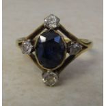 18ct gold sapphire and diamond ring, sapphire 2 ct, total diamonds 0.45 ct size N/O maker A Bros