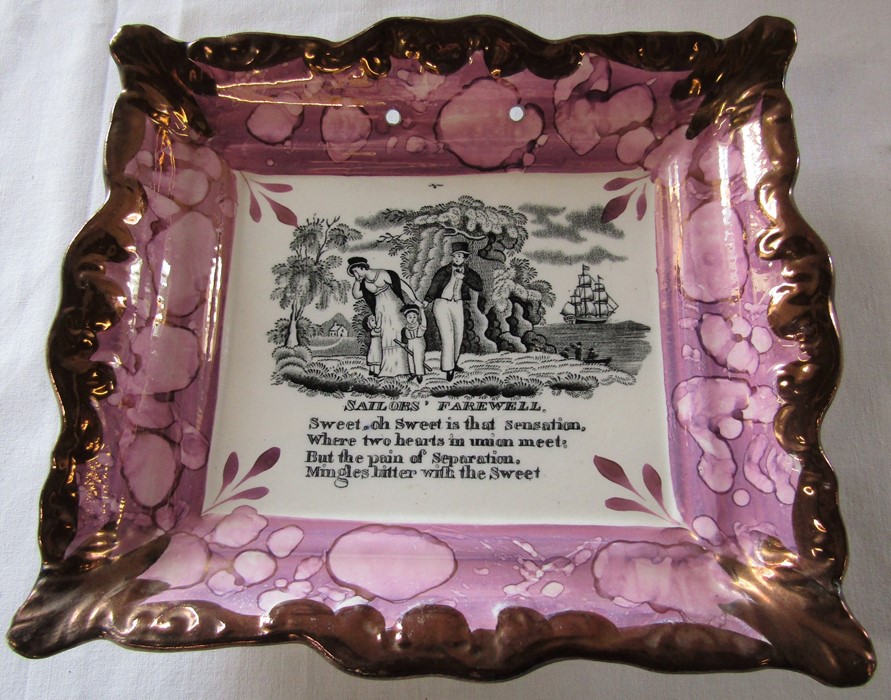 Large Sunderland lustre plaque with sailors farewell and verse, impressed with Dixon Phillips & Co