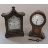 Mantel clock H 25 cm (locked, no key) & inlaid clock H 22 cm