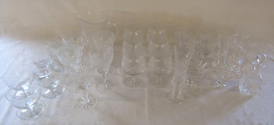 Assorted cut glass glasses etc