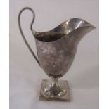 Silver helmet shaped cream jug with square base Sheffield 1923 H 13.5 cm weight 3.57 ozt