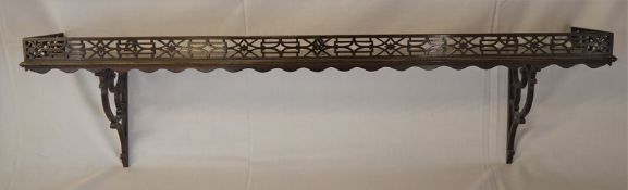 Mahogany Chippendale style bracket shelf with fretwork gallery (repaired)  L 92 cm