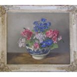 Alfred H Palmer (1911-1985) framed oil on board still life of a bowl of flowers, signed lower