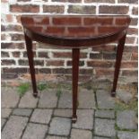 Mahogany demi lune d end style table with spade feet