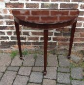 Mahogany demi lune d end style table with spade feet