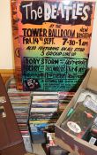 Quantity of CDs, DVDs, cassette tapes & 2 Beatles metal signs