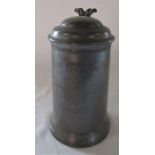 Large lidded pewter tankard engraved 'King Edward's School Louth Athletic Sports May 1881' H 21 cm